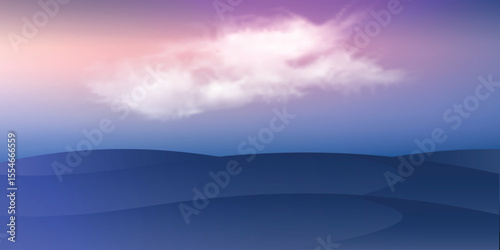 the background of an evening or night sky. It shows a puffy white cloud at the top and a silhouette of wavy hills at the bottom, creating a horizon effect.