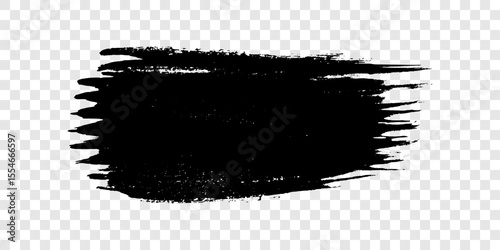 Black brush stroke on transparent background