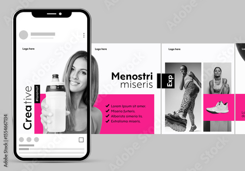 Social Media Carousel with Pink Accents