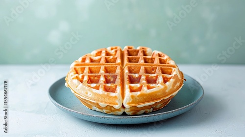 Golden brown, perfectly cooked waffle on a plate