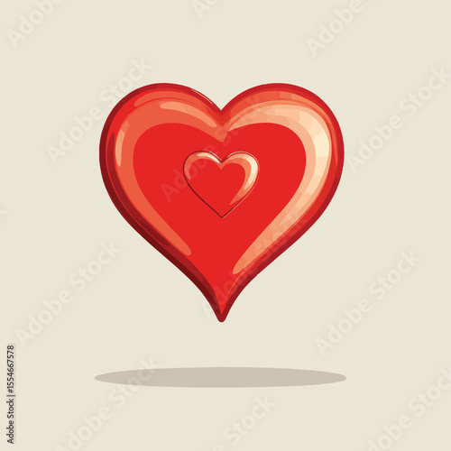 Love message, red speech bubble with heart - vector icon, vector style simple color