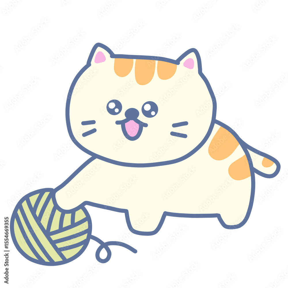 Obraz premium Cute Cat playing with yarn 