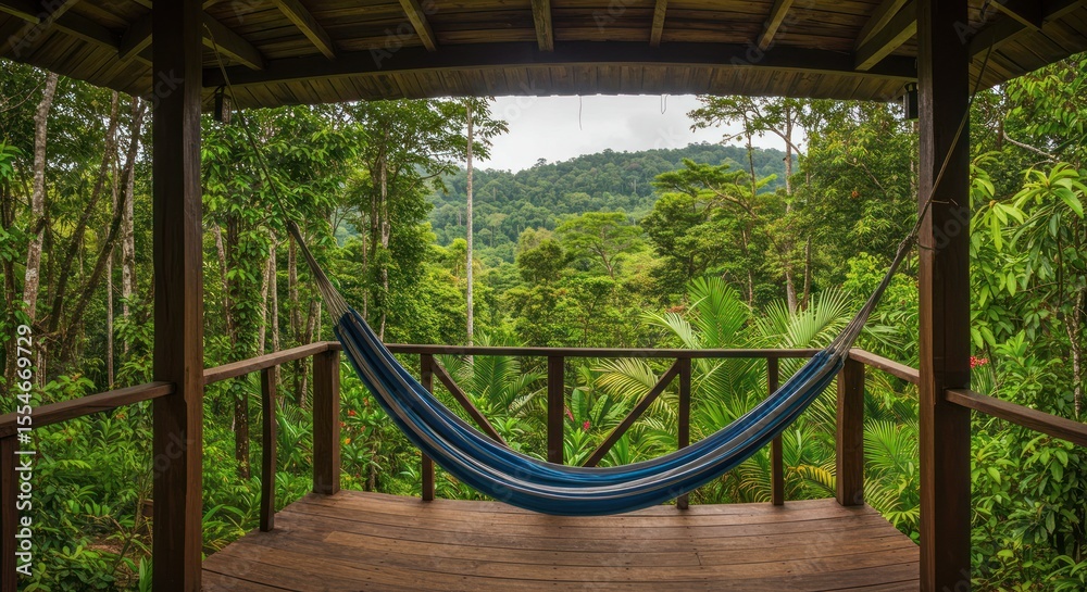 Hammock in forest view Hammock in forest view