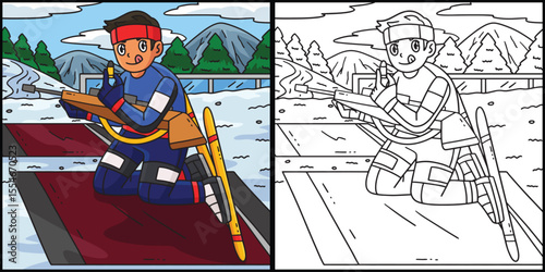 Male Biathlete with Ammunition Illustration