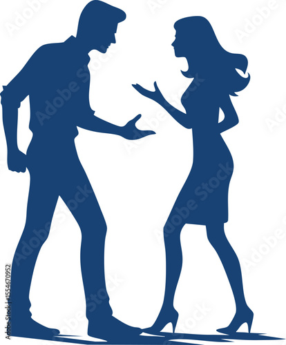 Relationship Conflict Silhouette – Flat Vector Design Couple Arguing

