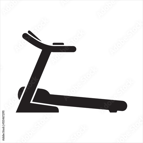Simple black silhouette of a modern treadmill for exercise