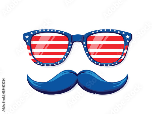 american flag themed hipster mustache and sunglasses vector
