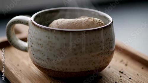 A Cozy Cup of Ginger Tea With Steam Rising in a Serene Setting Captured in Detail