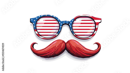 american flag themed hipster mustache and sunglasses vector