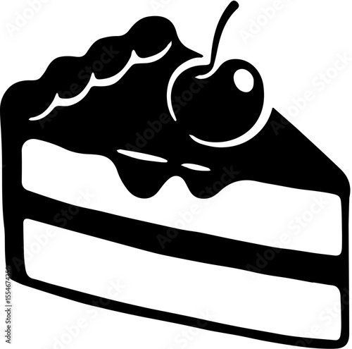 a black and white drawing of a piece of cute cake for coloring pages