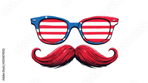 american flag themed hipster mustache and sunglasses vector