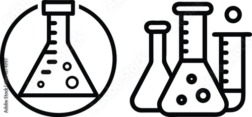 Modern Vector Icon logo of Chemistry Lab Flask for Medical and Educational Design