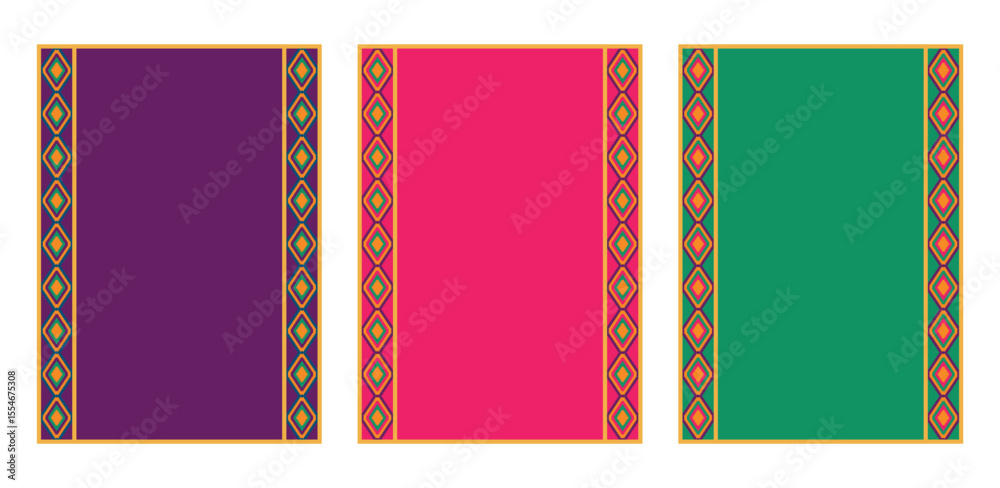 Set of backgrounds on the theme of Mexican culture. Set of backgrounds with ornament. Cinco de Mayo, fiesta. Vector illustration for invitations, postcards, advertising.