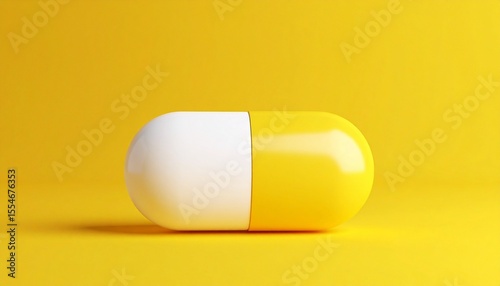 white pills on yellow background