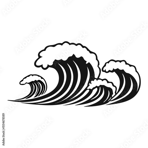 Tribal Ocean Wave Tattoo Vector – Bold Surf Sea Water Design Illustration

