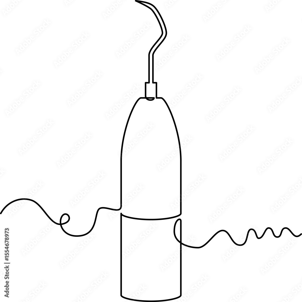 Obraz premium one line art Tooth Scaler vector illustration. line art, one continuous line, simple, hand drawn and sketch style. for icons, symbols, signs or logos. PNG