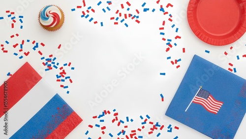 Minimal Flat Lay of US-Themed Party Items