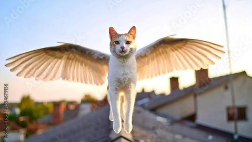Winged feline on roof