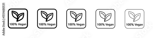 100 vegan icon flat simple outline logo
