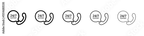 24 hrs support or service icon flat simple outline logo