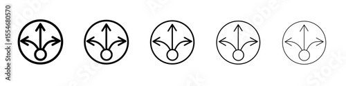 3 arrow way icon flat simple outline logo