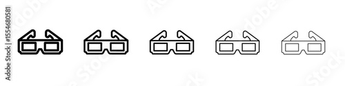 3D glasses icon flat simple outline logo