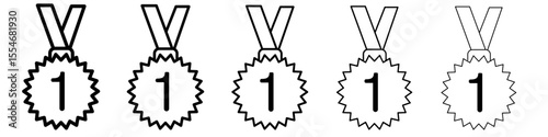 Award reward medal icon flat simple outline logo