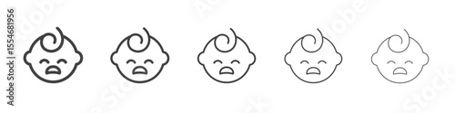 Baby boy cry icon flat simple outline logo