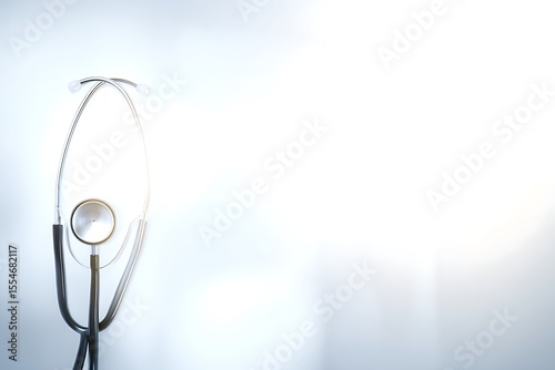 Stethoscope on bright white background close up