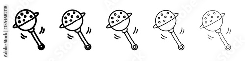 Baby rattle icon flat simple outline logo