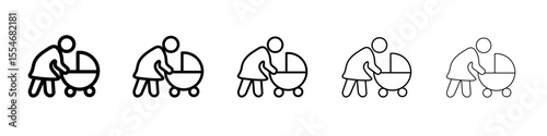 Babysitter icon flat simple outline logo