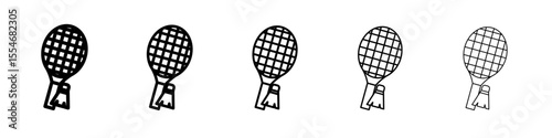 Badminton racquet icon flat simple outline logo