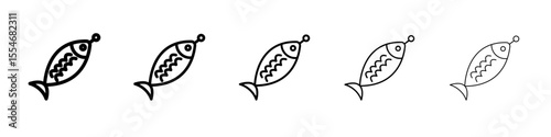 Bait Fishing Minnow icon flat simple outline logo