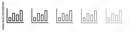 Bar chart icon flat simple outline logo