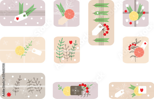 set of Christmas gift boxes