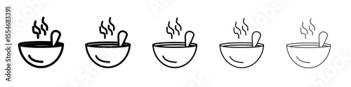 Bowl of soup icon flat simple outline logo
