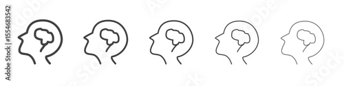 Brain icon flat simple outline logo