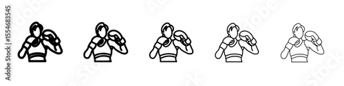 Boxer Woman Icon flat simple outline logo