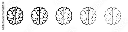 Brain icon flat simple outline logo