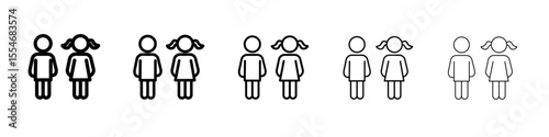 boy girl Kids Icon flat simple outline logo