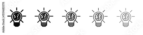 Brain idea icon flat simple outline logo