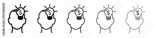 Business idea icon flat simple outline logo