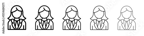 Business women icon flat simple outline logo