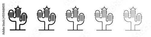 Cactus icon flat simple outline logo