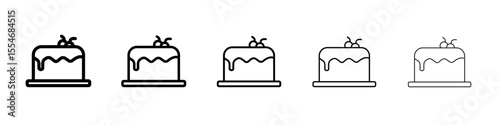 Cake icon flat simple outline logo
