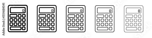 Calculator icon flat simple outline logo