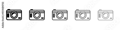 Camera icon flat simple outline logo