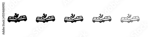 car Accident icon flat simple outline logo
