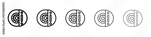Car brake disk with caliper icon flat simple outline logo