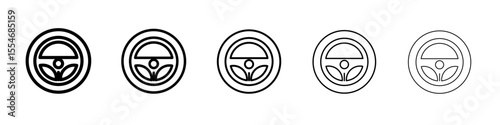 car Steering wheel icon flat simple outline logo